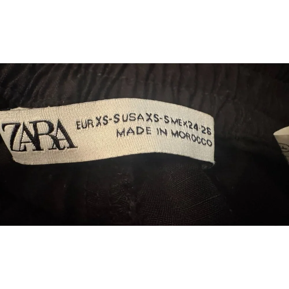 ZARA Cargo Pants XS Black Viscose & Linen
